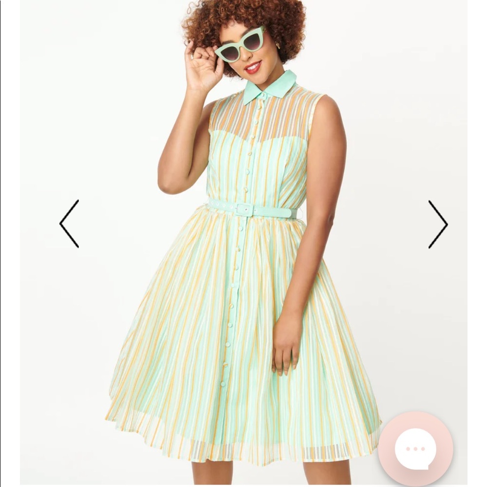 Mint and Orange Stripe Swing Dress